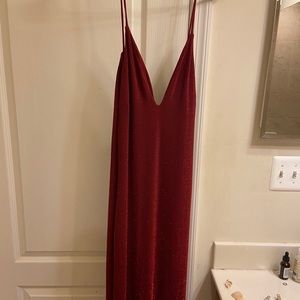 Deep V Neck Burgundy Gown
